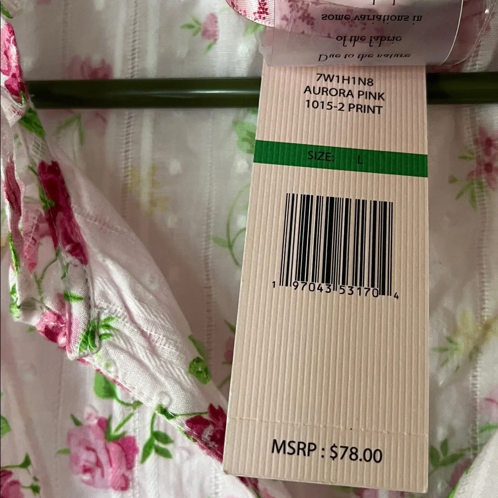 Nanette Lepore Pink Floral Button-Up Blouse L New - Picture 5 of 5